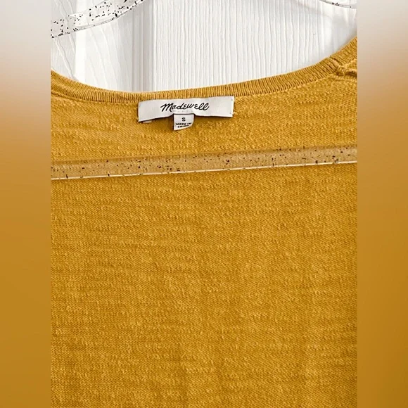 Madewell S summer ryder cardigan slouchy sweater long sleeve mustard cotton - Picture 8 of 11